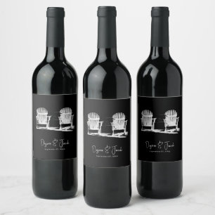 Étiquette Pour Bouteilles De Vin Chaises De Plage Adirondack Mariage Noir Et Blanc