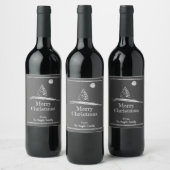 Étiquette Pour Bouteilles De Vin Chalk Art Pine Tree in Snow Custom Joyeux Noël (Bouteilles)