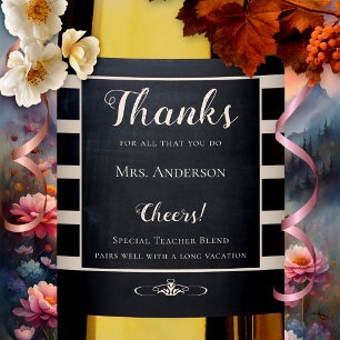 Étiquette Pour Bouteilles De Vin Chalkboard Enseignant Merci Vin Étiquette
