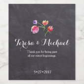 Étiquette Pour Bouteilles De Vin Chalkboard, Fleur d'aquarelle paysage rustique (Étiquettes simples)