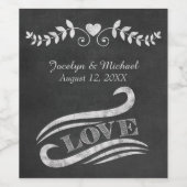 Étiquette Pour Bouteilles De Vin Chalkboard Love Mariage (Étiquettes simples)