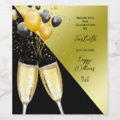 Étiquette Pour Bouteilles De Vin Champagne & Ballons 40e anniversaire (Étiquettes simples)