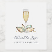 Étiquette Pour Bouteilles De Vin Champagne & Huîtres "Cheval to Love" (Étiquettes simples)