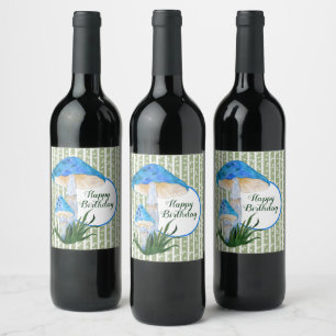 Étiquette Pour Bouteilles De Vin Champignons bleus sur Aspen Anniversaire 