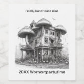 Étiquette Pour Bouteilles De Vin Champignons Noir et blanc (Étiquettes simples)