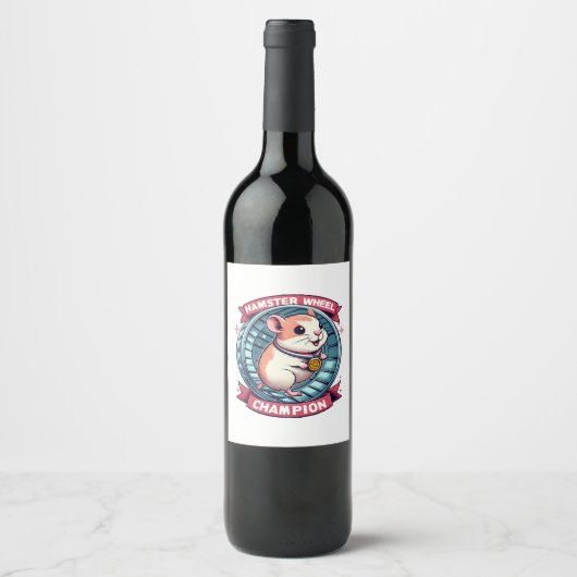 Étiquette Pour Bouteilles De Vin Champion de roue de hamster (Devant)
