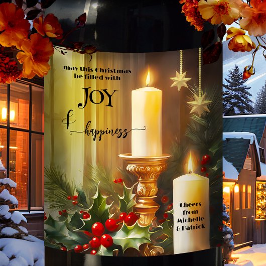 Étiquette Pour Bouteilles De Vin Chandelles classiques Mistletoe Noël