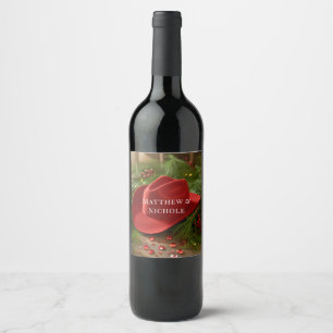 Étiquette Pour Bouteilles De Vin Chapeau de cowboy rouge pour mariage de Noël