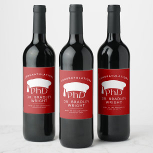 Étiquette Pour Bouteilles De Vin Chapeau de doctorat personnalisé pour la cérémonie