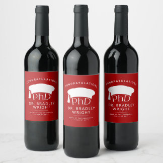 Étiquette Pour Bouteilles De Vin Chapeau de doctorat personnalisé pour la cérémonie