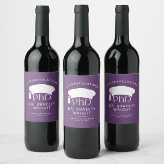 Étiquette Pour Bouteilles De Vin Chapeau de doctorat personnalisé pour la remise de