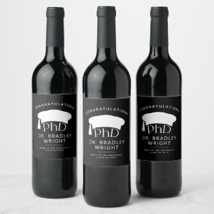 Étiquette Pour Bouteilles De Vin Chapeau doctoral personnalisé de doctorat pour la 