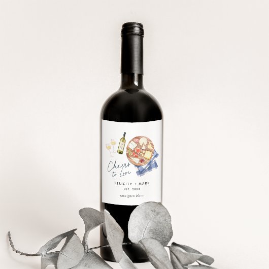 Étiquette Pour Bouteilles De Vin Charcuterie Board Vin & Fromage Cheers à l'amour
