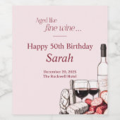 Étiquette Pour Bouteilles De Vin Charcuterie & Vin 50e Anniversaire Fête Blush (Étiquettes simples)