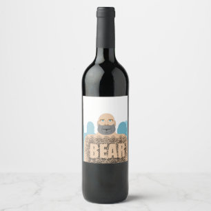 Étiquette Pour Bouteilles De Vin Chariot d'homme ours chauve musclé de SlipperyJoe 