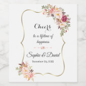 Étiquette Pour Bouteilles De Vin Charm Gold Blush rose Mariage floral (Étiquettes simples)