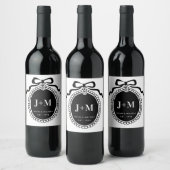 Étiquette Pour Bouteilles De Vin Charme de monogramme Coquette noir (Bouteilles)