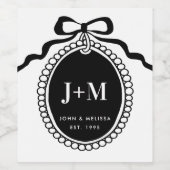Étiquette Pour Bouteilles De Vin Charme de monogramme Coquette noir (Étiquettes simples)