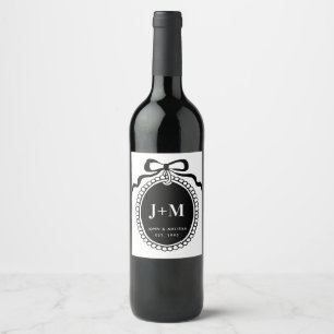 Étiquette Pour Bouteilles De Vin Charme de monogramme Coquette noir