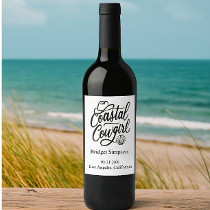 Étiquette Pour Bouteilles De Vin Charme élégant Bachelorette cowgirl côtière