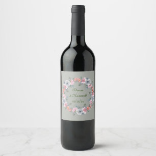 Étiquette Pour Bouteilles De Vin Charme vintage Floral Wreath Étiquette de vin