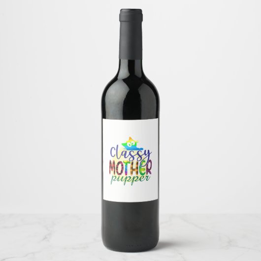 Étiquette Pour Bouteilles De Vin Chat Art Classy Mère Pupper (Devant)