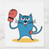 Étiquette Pour Bouteilles De Vin Chat avec gants de boxe (Étiquettes simples)