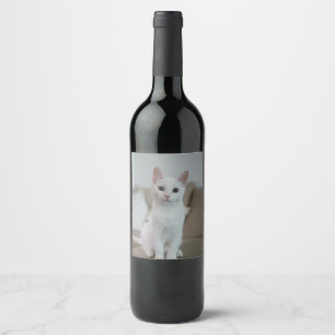 Étiquette Pour Bouteilles De Vin chat blanc   Zazzle_Growshop.