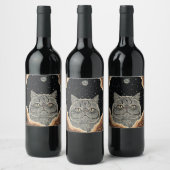 Étiquette Pour Bouteilles De Vin Chat Cosmique (Bouteilles)