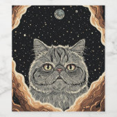 Étiquette Pour Bouteilles De Vin Chat Cosmique (Étiquettes simples)