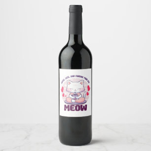 Étiquette Pour Bouteilles De Vin Chat de méditation - Chat kawaii