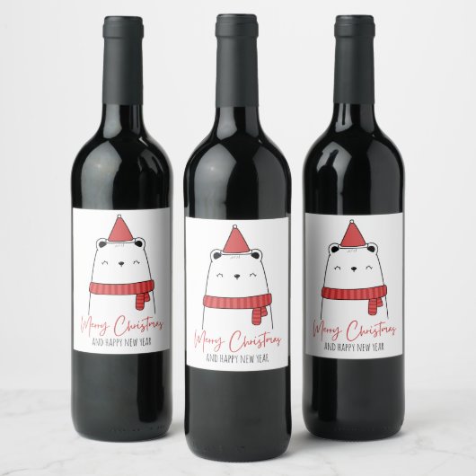 Étiquette Pour Bouteilles De Vin Chat drôle de Noël (Bouteilles)