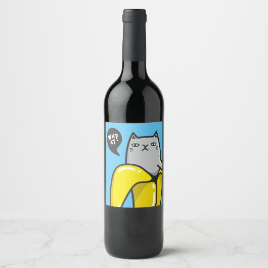 Étiquette Pour Bouteilles De Vin Chat en banane (Devant)