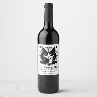 Étiquette Pour Bouteilles De Vin Chat et chauves-souris I