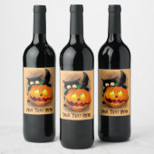 Étiquette Pour Bouteilles De Vin Chat Fun Halloween Caractère mordant un Citrouille (Bouteilles)