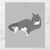 Étiquette Pour Bouteilles De Vin Chat gris et blanc Tuxedo (Étiquettes simples)