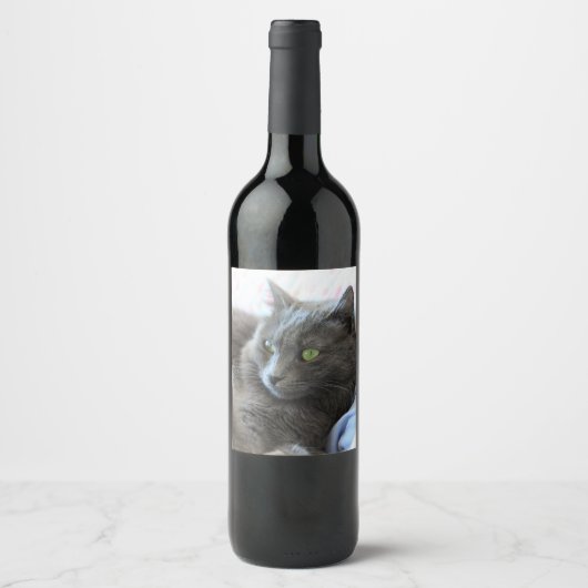 Étiquette Pour Bouteilles De Vin Chat Nebelung (Devant)