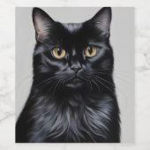 Étiquette Pour Bouteilles De Vin Chat noir (Étiquettes simples)