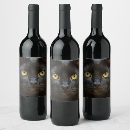 Étiquette Pour Bouteilles De Vin chat noir (Bouteilles)