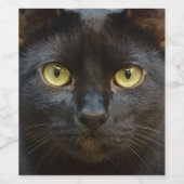 Étiquette Pour Bouteilles De Vin chat noir (Étiquettes simples)