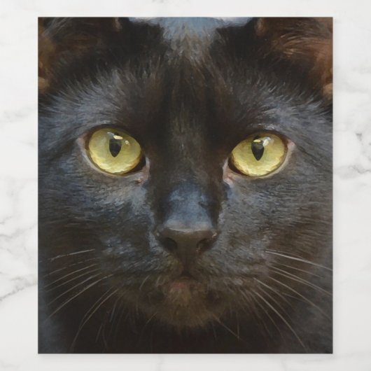 Étiquette Pour Bouteilles De Vin chat noir (Étiquettes simples)