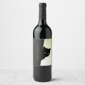Étiquette Pour Bouteilles De Vin Chat noir à oreille verte (Devant)