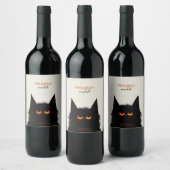Étiquette Pour Bouteilles De Vin Chat noir grumeux (Bouteilles)