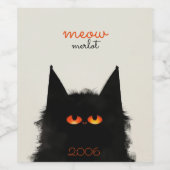 Étiquette Pour Bouteilles De Vin Chat noir grumeux (Étiquettes simples)