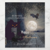 Étiquette Pour Bouteilles De Vin Chat noir Halloween brun (Étiquettes simples)