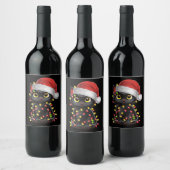 Étiquette Pour Bouteilles De Vin Chat noir lumières d'arbre de Noël chaton drôle Pè (Bouteilles)