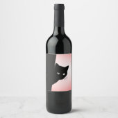 Étiquette Pour Bouteilles De Vin Chat noir Sly rose (Devant)