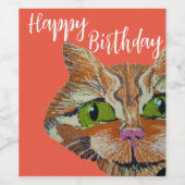 Étiquette Pour Bouteilles De Vin chat orange (Étiquettes simples)