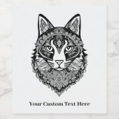 Étiquette Pour Bouteilles De Vin Chat ornemental texte personnalisé (Étiquettes simples)