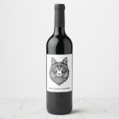 Étiquette Pour Bouteilles De Vin Chat ornemental texte personnalisé (Devant)